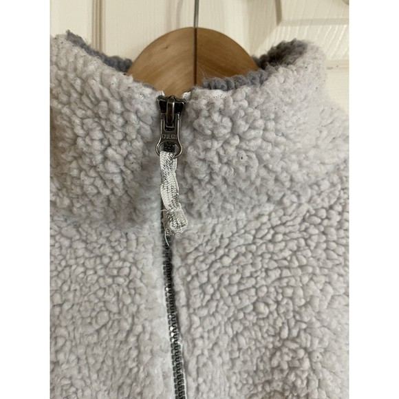 SO Fleece Teddy Size L White Faux Fur Sherpa Sweatshirt Half Zip - Picture 5 of 10